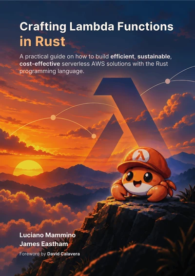 Crafting Lambda Functions in Rust: Book Cover (dark version)